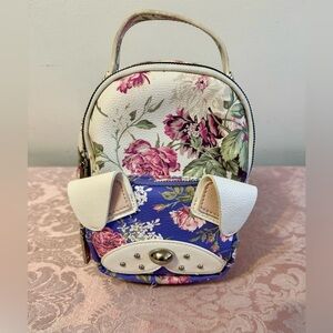 Betsey Johnson floral mini backpack with zip pockets adjustable straps